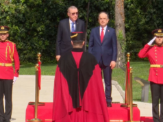 Erdogan pritet me ceremoni zyrtare në Presidencë, Begaj: Mirë se vjen miku i Shqipërisë dhe shqiptarëve
